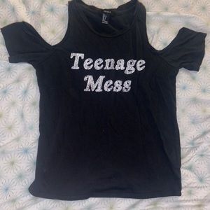 Edgy Cold Shoulder Graphic Tee